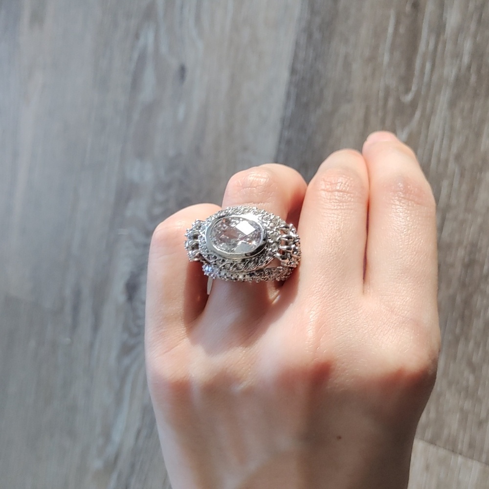 Swarovski Silver Plated Ring With Crystals💍| Size 7